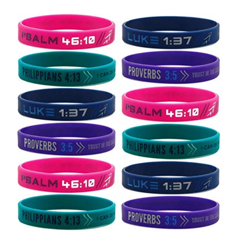 1pc/4pcs bible verse religious rubber bracelet silicone wristband