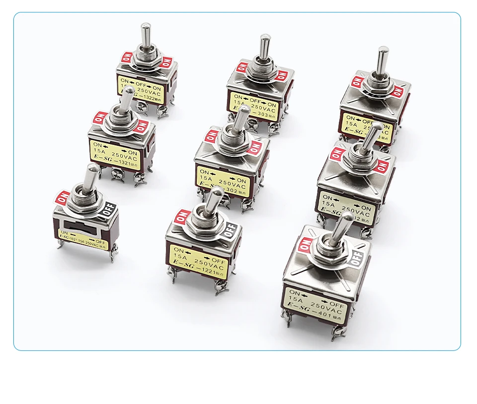 OMCH 1/5/10PCS 15A 250VAC Silber Kontakt Kippschalter E-SG Serie 2/3/4/6/8/9/12 Pin 2/3 Gang Selbst Reset/Selbstsperre – Detail 13