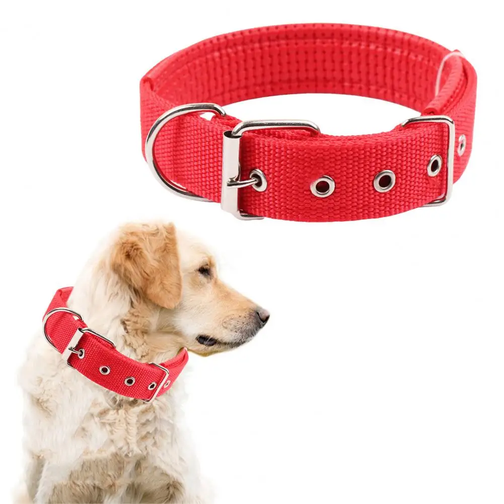 Pet Dog Collar Adjustable Nylon Dog Neck Circle Long-lasting Pet Neck Strap with Traction Ring Pet Supplies