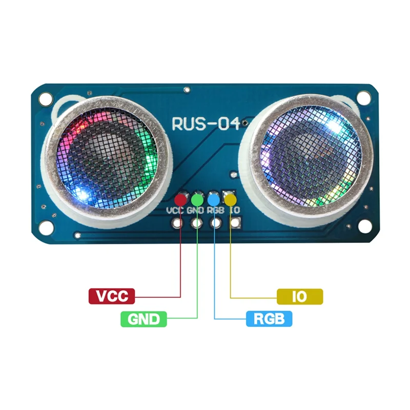 

AA60-RUS-04 Ультразвуковой модуль RGB Красочный свет Датчик предотвращения препятствий Измерение расстояния для робота-автомобиля 3-5,5 В