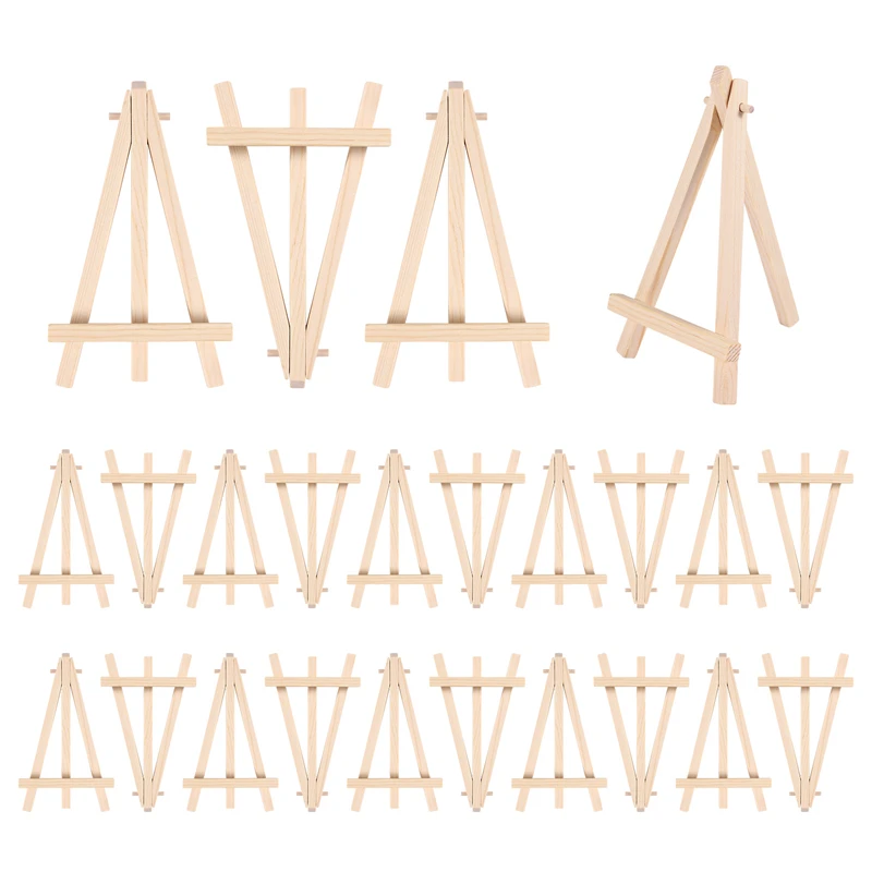 

24 Pack Mini Wood Display Easel Wood Easels Set For Paintings Craft Small Acrylics Oil Projects