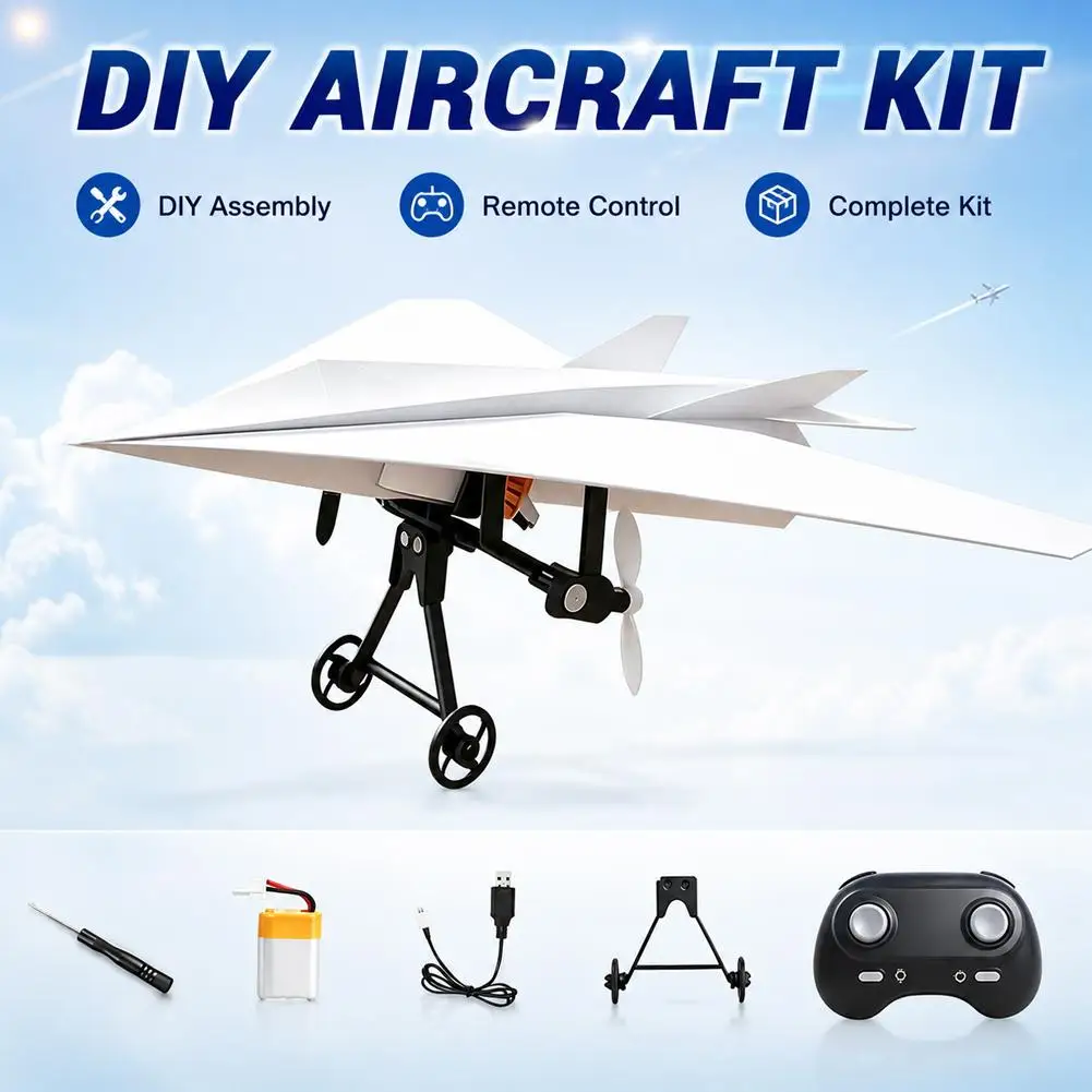 Electric RC Paper Airplane Kit DIY Drone Remote Control Flying Paper Plane Drone Assembly Kit Electric Flight Model For Gifts
