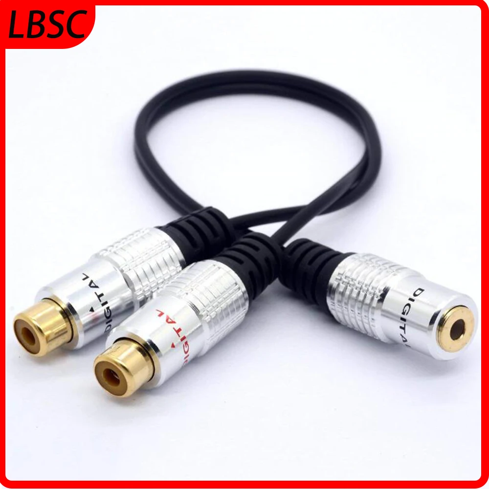 LBSC Gold Plated 3.5 to RCA Stereo Audio Splitter Cable 3.5mm Female Jack to 2 Phono RCA Female Socket Y Adapter For Car, Amplif