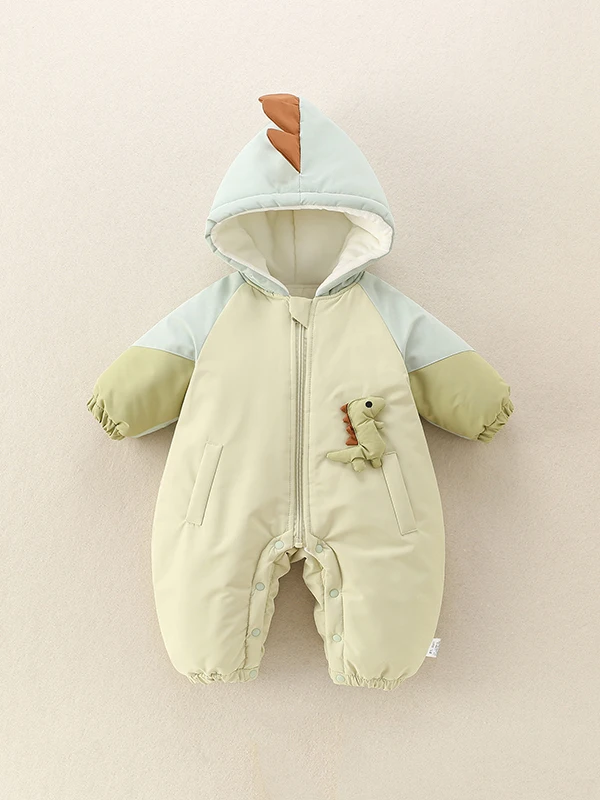 

Baby Winter Clothes Cotton Fce Lined Rer Outfit Warm Outdoor Hat on Jumpsuit Boys Adorable Faionable Cold Weather Suit