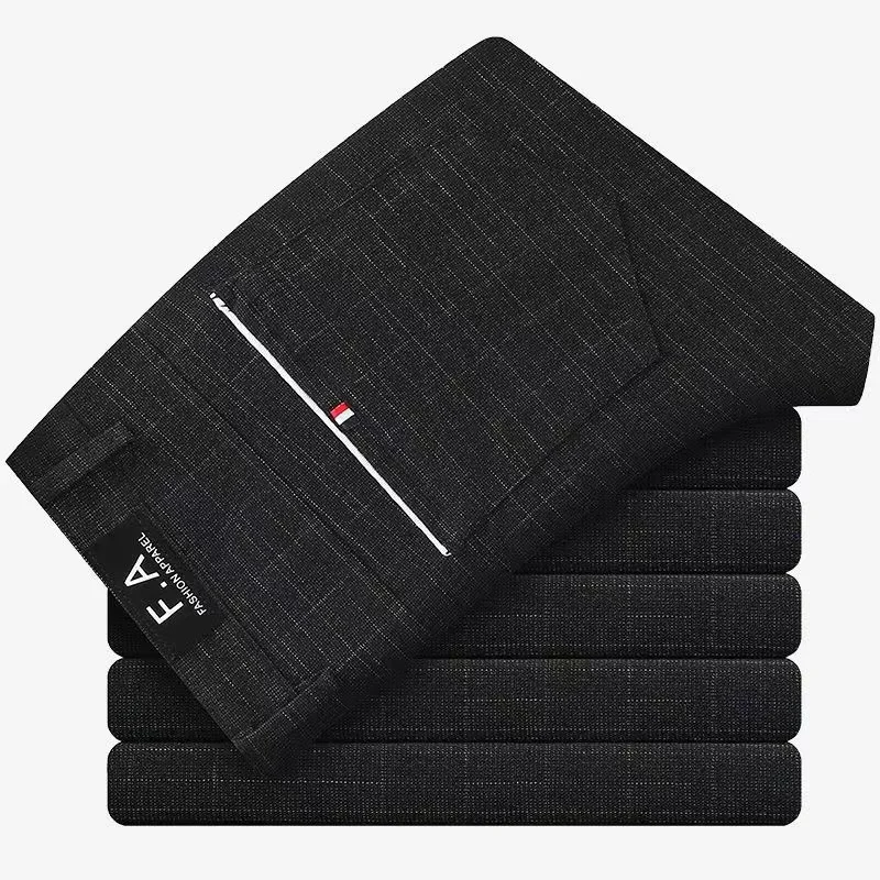 Classic Style Men\'s Casual Pants Fashion Striped Plaid Business Straight Slim Casual Pants Black Blue Gray Brand Men Trousers