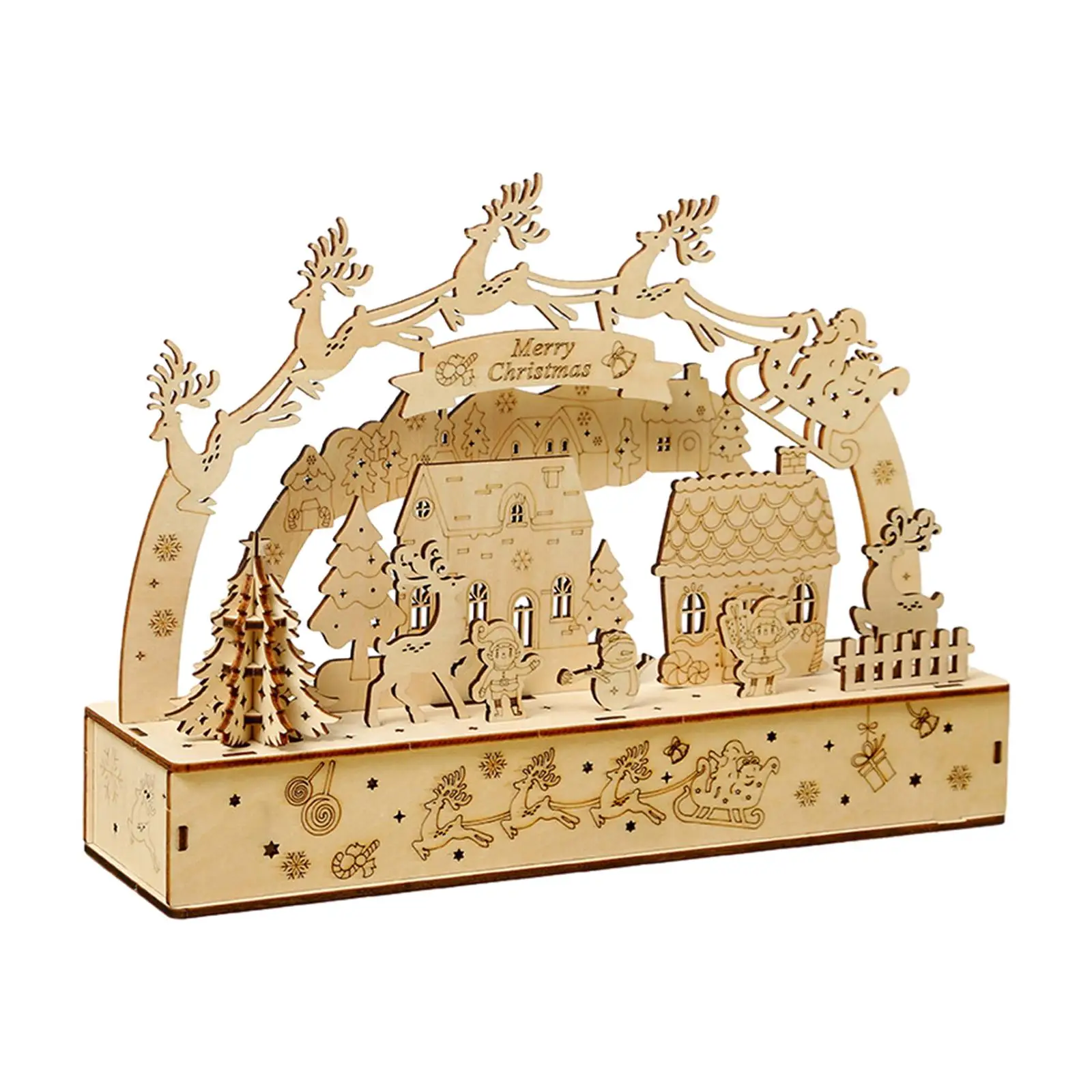 Christmas Music Box Creative Craft 3D Wooden Puzzle for Kids