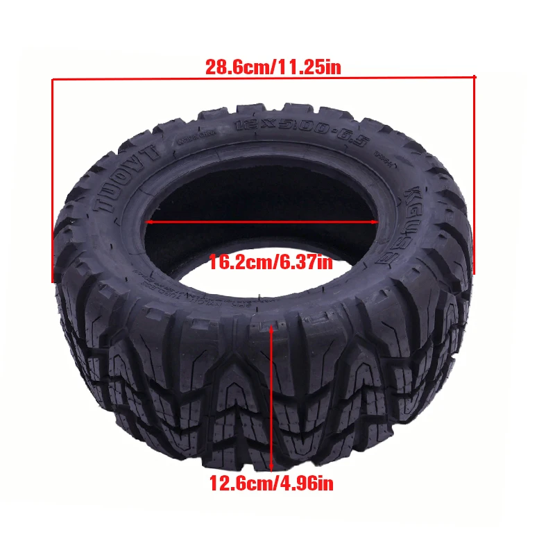 12x5.00-6.5 vacuum tire, aggressive deep tread tubeless tire, suitable for 6.5-inch wheel hub wear-resistant shock-absorbing tir