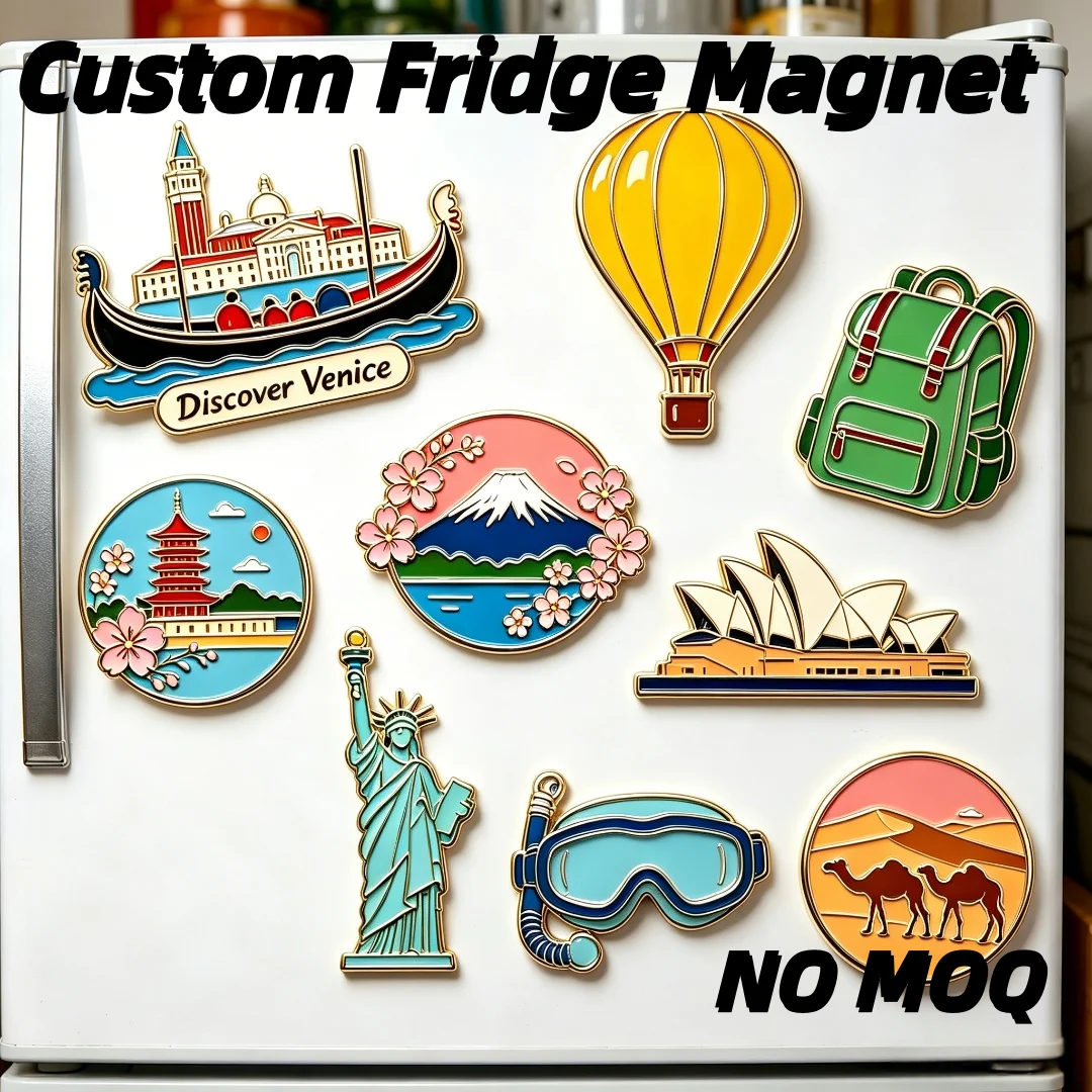 Custom Enamel Fridge Magnet World Famous Landmark Travel Souvenir Refrigerator Magnets No MOQ Custom Logo Home Decor Gift