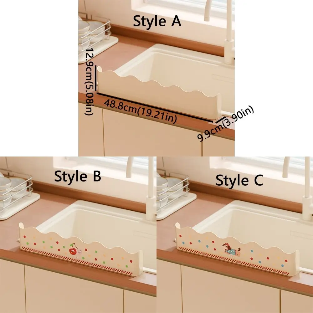 Multi-functional Kitchen Sink Baffle Suction Cup Oil-Proof Splash Guard Heightening Bar Cartoon Pattern Water Blocking Board