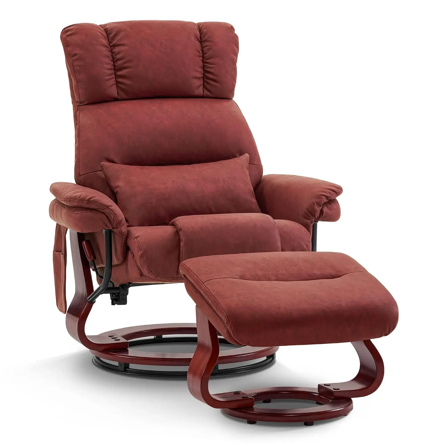 Swivel Recliner with Ottoman & Vibration Massage, Faux Leather Ergonomic Lounge Chair for Living Room Bedroom, Customized