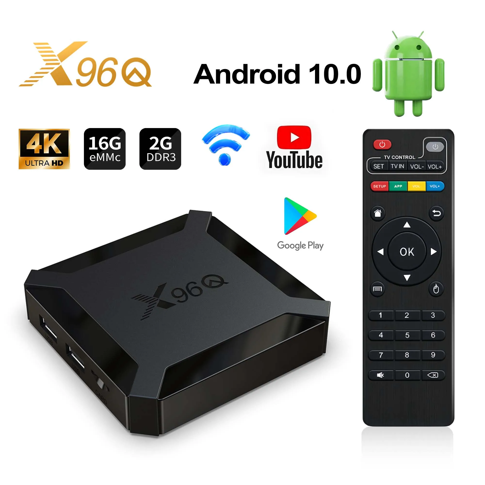 X96Q 2GB 16GB Android 10.0 TV Box GPU Mali G31 Quad-core 4K 2.4G Wifi Google Streaming Player Youtube X96 1GB 8GB Set Top Box