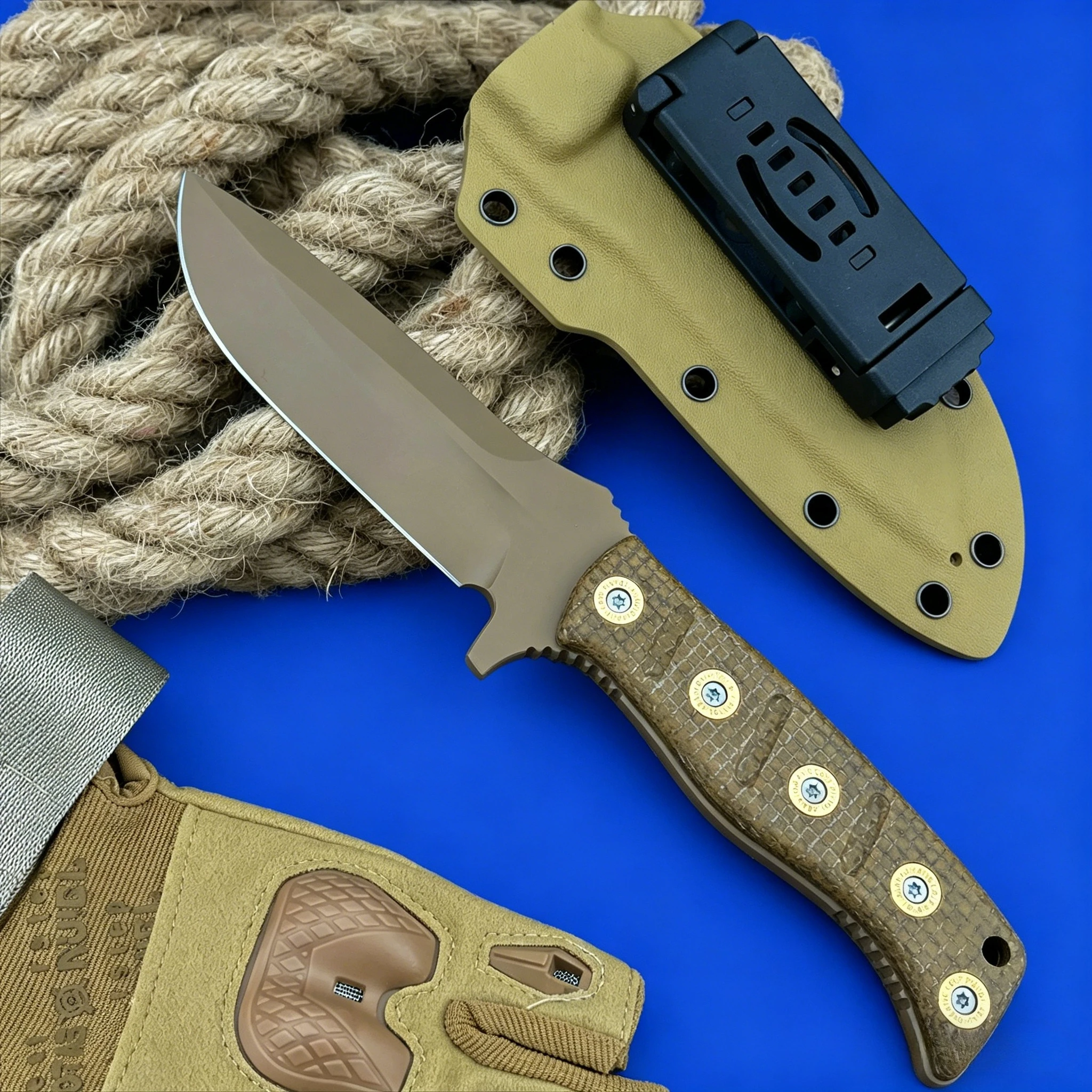 BM 375 Fixed Blade for Outdoor Use – D2 Steel Micarta Grip Full Tang Construction Heavy-Duty Camping & EDC Tool Sheath Included