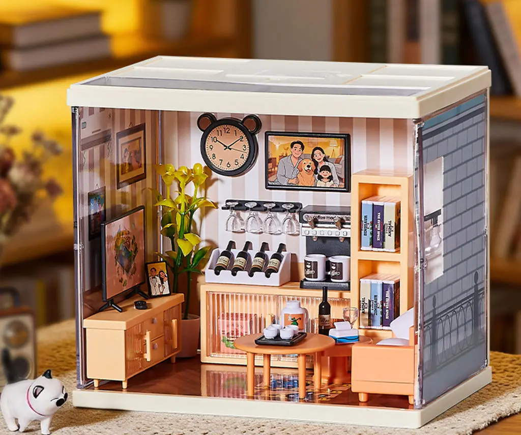 DIY Miniature Shop House Kit, 3D Puzzle Bubble Tea & Convenience Store Scene, Montessori Educational Toy for Kids' Creative Play
