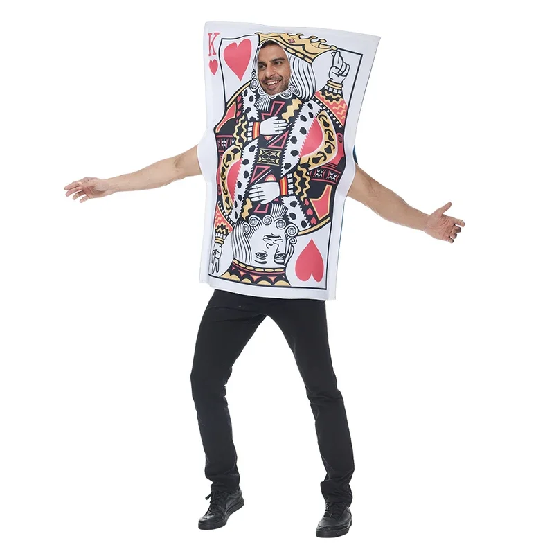 RT01 الكبار مضحك قلوب بوكر الملك الملكة زي هالوين زوجين الإسفنج تونك البطاقات الكلاسيكية تأثيري الأسرة فستان بتصميم حالم جزء Gf1