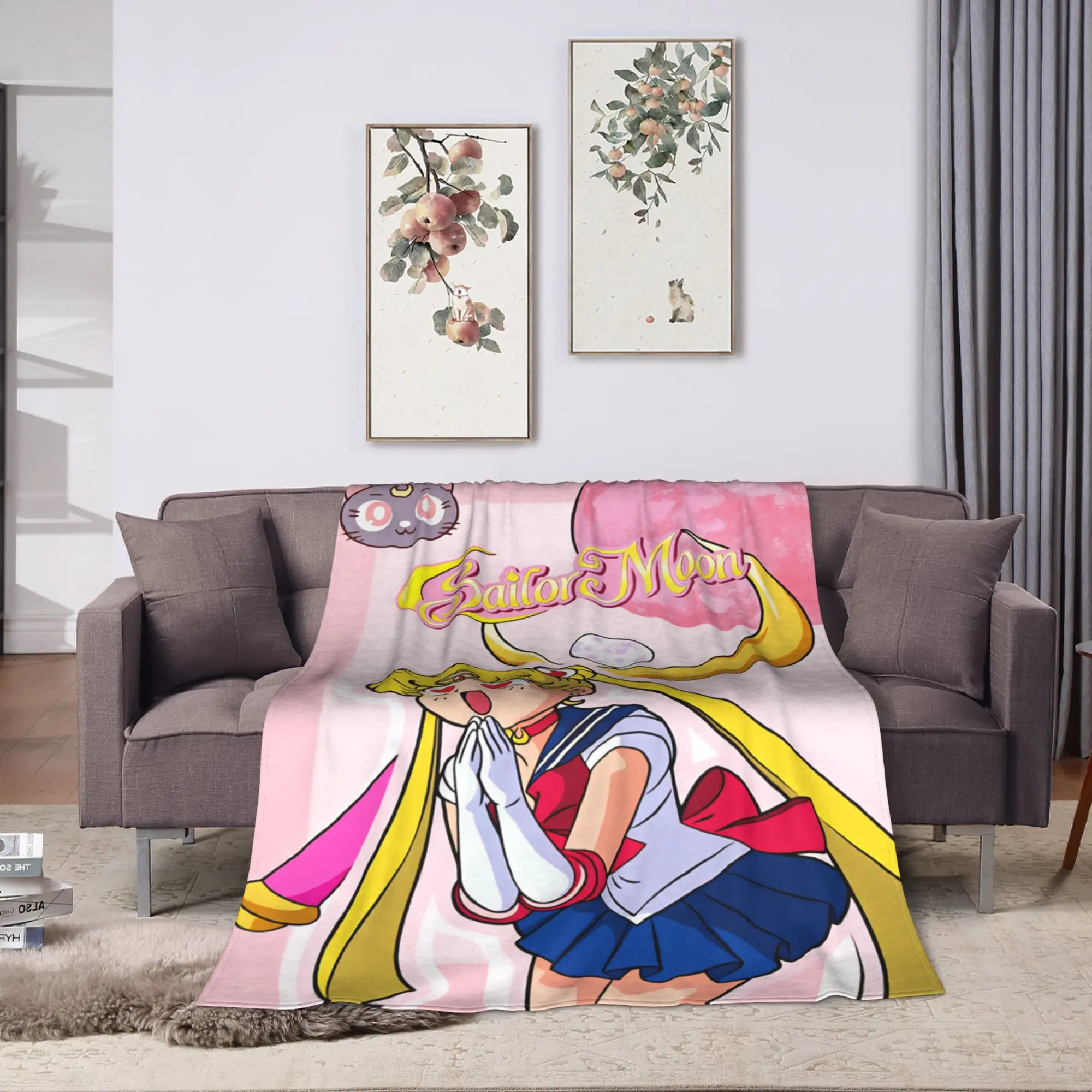 S-Sailor M-Moon Anime  Blanket Quality Soft Warm  Throw Blanket Winter Decorative Bedroom Novelty Bedspread