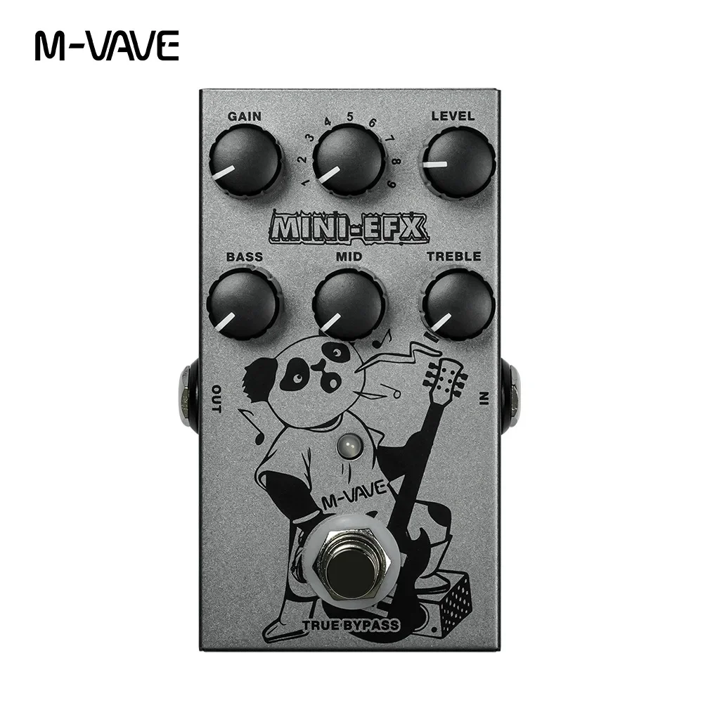 Pedale per chitarra elettrica M-vave MINI-EFX pedale per effetti multici per chitarra 4 effetti di Overdrive 4 effetti di distorsione Boost 3 Band EQ