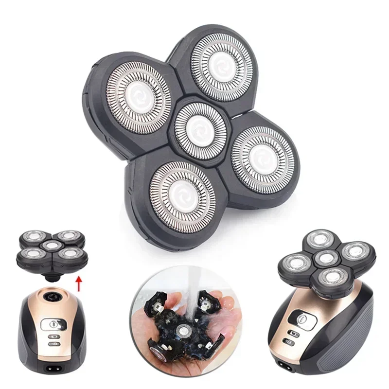New Replacement Shaver Head Electric Shaver 5 Cutter Floating Head Waterproof Stainless Steel Blade