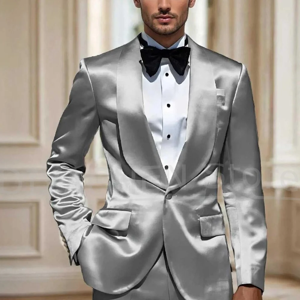 Men'S Formal Evening Wear - Блестящий атласный мужской костюм из двух