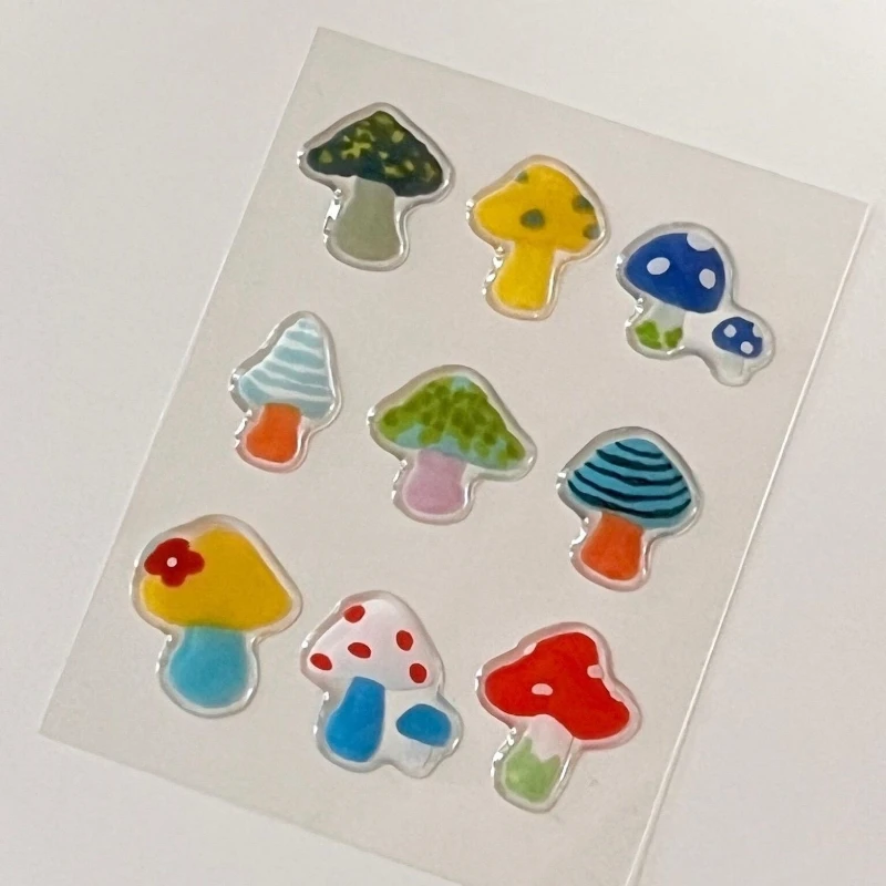 

Korean Ins Little Raindrop Mushroom Jelly Stickers 3D Relief Decal for Laptop & Tablet for Girl Cute Cartoon Decoration for IPad