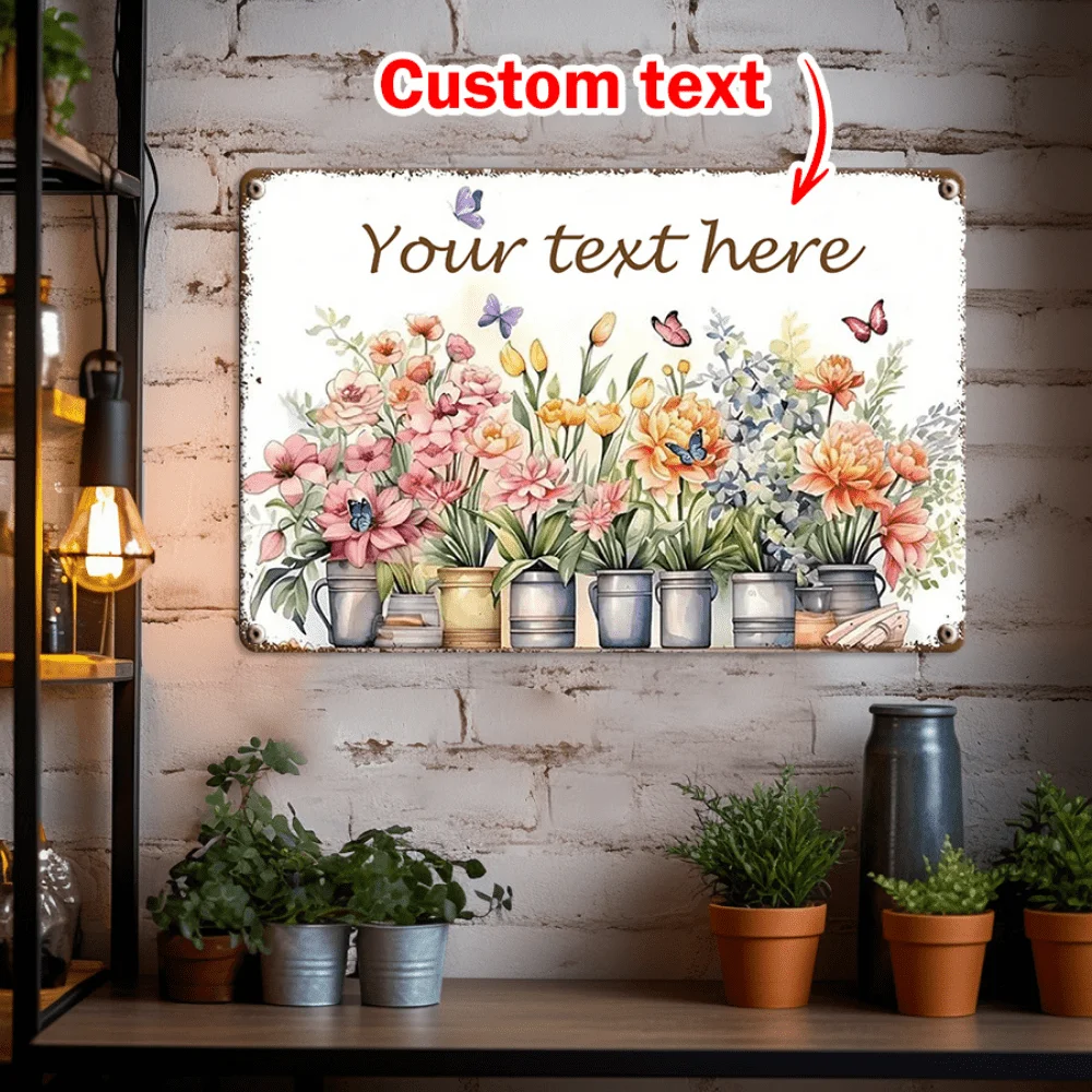 Personalized Floral Metal Wall Art, Made of Aluminum, Resistant to Water And Dust, Easy Installation, Custom Text Available, Ide