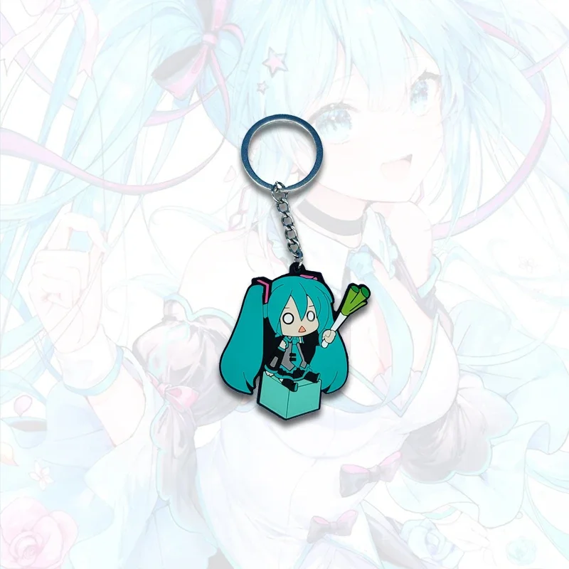 Llaveros de PVC Hatsune Miku, figura de Anime, lindo colgante, cantante Virtual, moda Kawaii, llavero de goma suave, decoración Kawaii, regalos para fanáticos