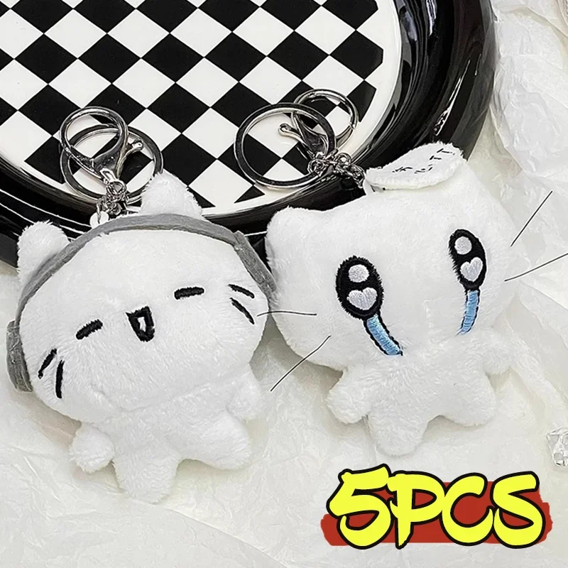 Cute Headphones Kitten Keychain Women Men Mini Crying Cat Couple Keyring Cartoon Soft Charms Bag Pendant Fashion Decoration Gift