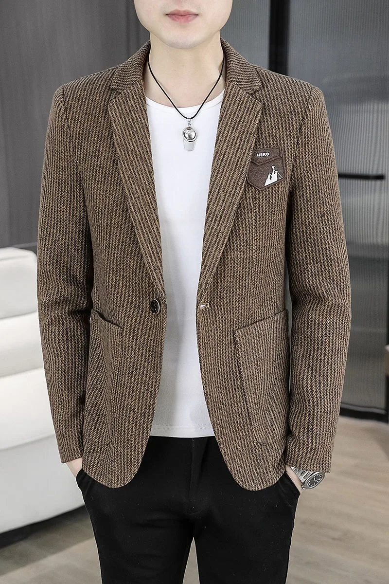 سترة رجالية عصرية غير رسمية للأعمال شهم في الهواء الطلق بلون سادة مأدبة متعددة الاستخدامات والتخسيس النسخة الكورية #5