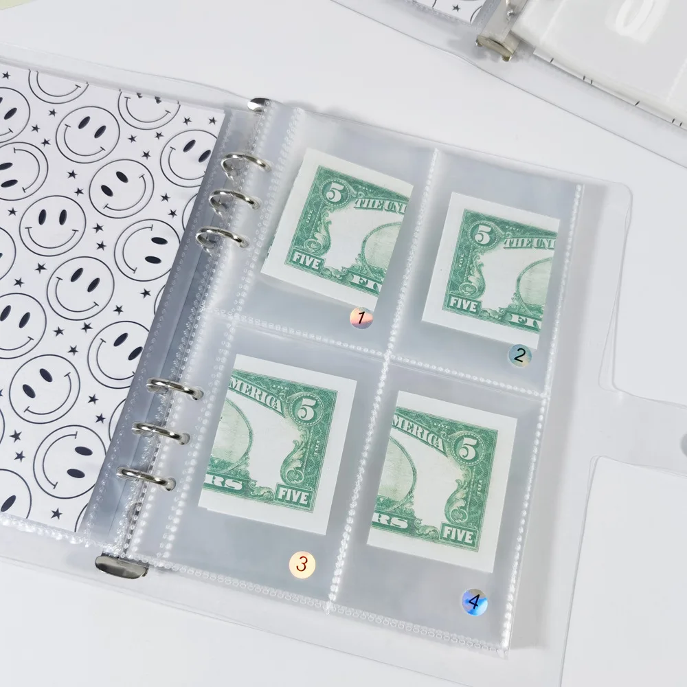 كتاب التوفير النقدي لتحدي توفير المال لمدة 100 يوم - 25 ورقة من ألبوم بطاقات PVC فضفاضة الأوراق، جهاز تعقب الميزانية مقاس 22 × 23 سم لأهداف التوفير #4