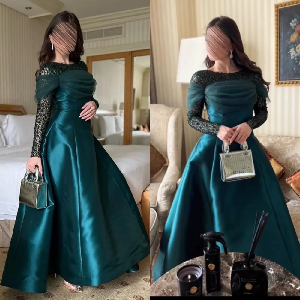 Women Intricate Jewel Ball Gown Floor Length Evening Dress Formal Ocassion  Satin vestidos para eventos especiales