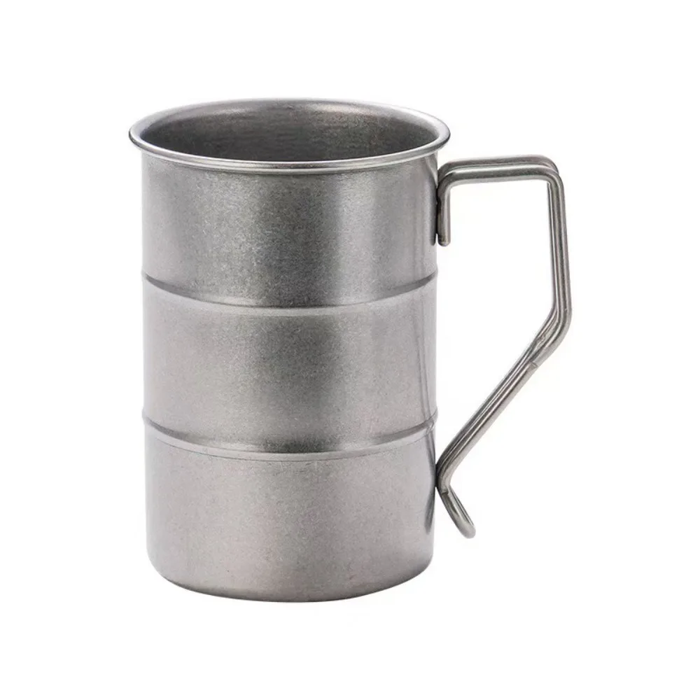 

500ML Beer Mug Rustic Style Drinkware 304 Stainless Steel Beer Mug with Handle, Vintage Drinkware Metal Mug 16 Ounces