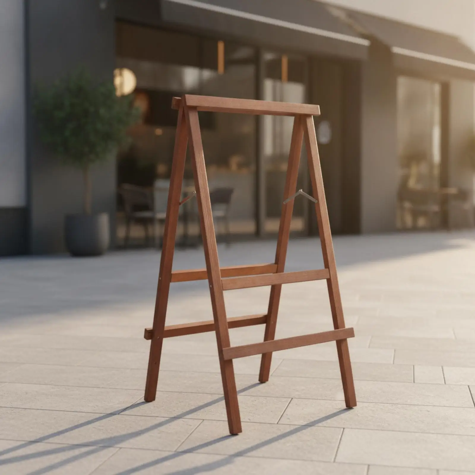 Foldable Wooden Poster Stand Double Sided Display for Event Signage Cafe Blackboard Holder Sturdy Triangular Easel