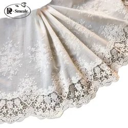 Beige and White100 % Cotton Embroidered Lace Fabrics, Women's Clothing, DIY Lace Trim, RS1689, 3Yards/Lot