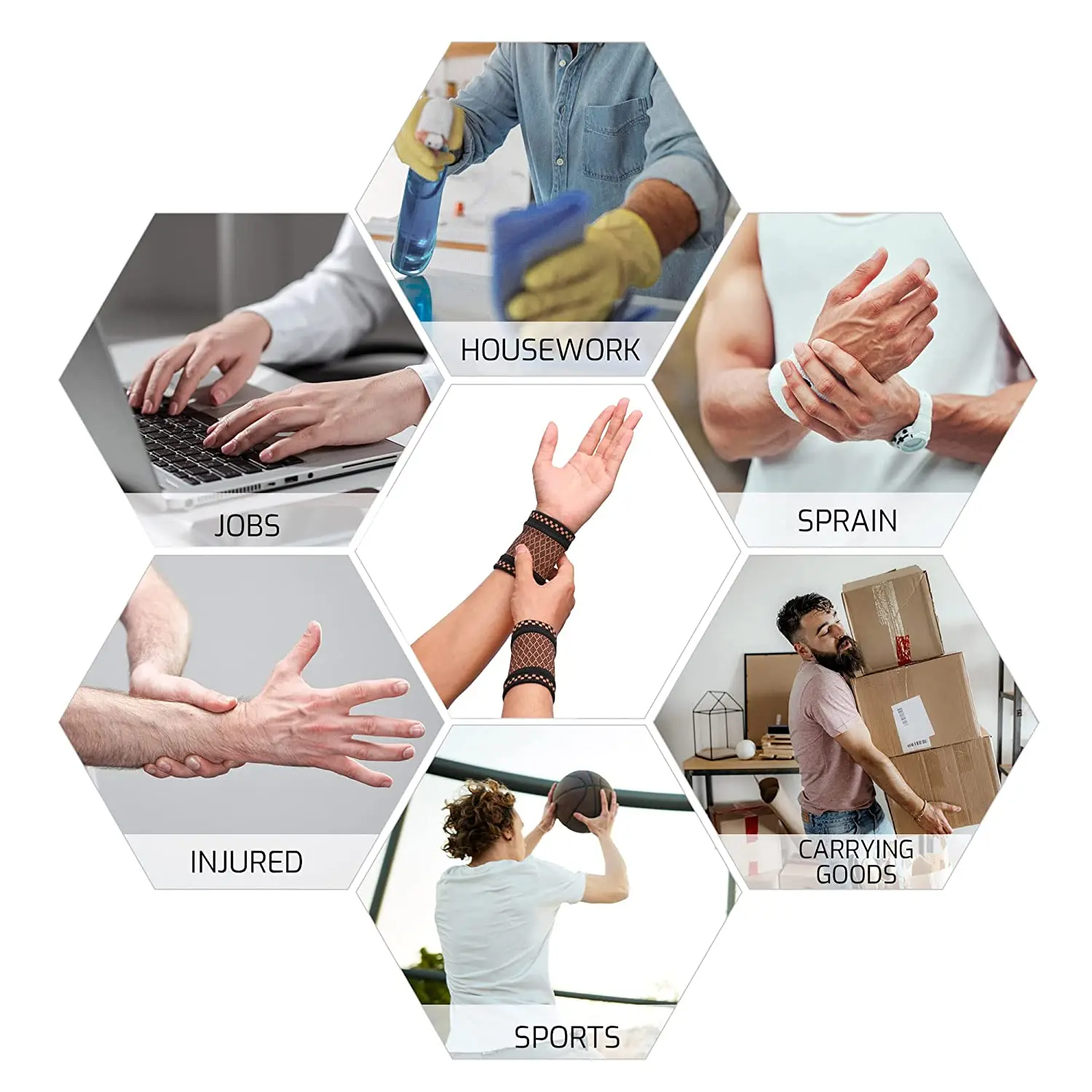 1 paar Kupfer Handgelenk Schutz Professionelle Sport Fitness Handgelenk Brace Unterstützung Handgelenk Schutz Elastische Gestrickte Kompression Armband – Detail 9