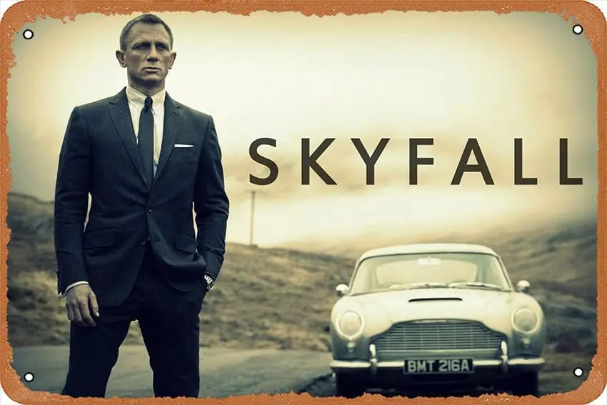 Daniel Craig - Skyfall movie Poster Tin metal sign retro wall decor for home Cafes Office Store Pubs Club Sign Gift 12 X 8 inch