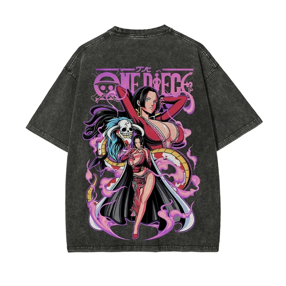 เสื้อยืดแขนสั้นพิมพ์ลายวันพีซ เสื้อยืดลำลองสำหรับฤดูร้อน เสื้อผ้าสตรีทแฟชั่นผู้ชาย เสื้อยืดผู้ชาย ผ้าผ่านกรรมวิธีซักทำให้เนื้อผ้านุ่มสบาย ยอดนิยม