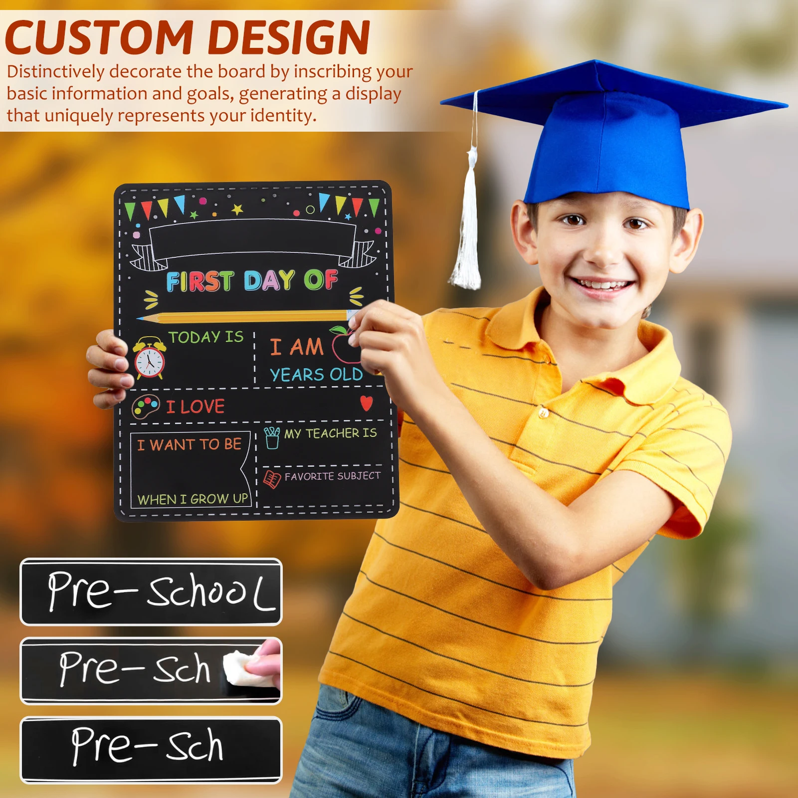 

Student Chalkboard Double Sided Wooden 30.5X25.4Cm First Day School Sign Kids Preschool Kindergarten Photo Prop
