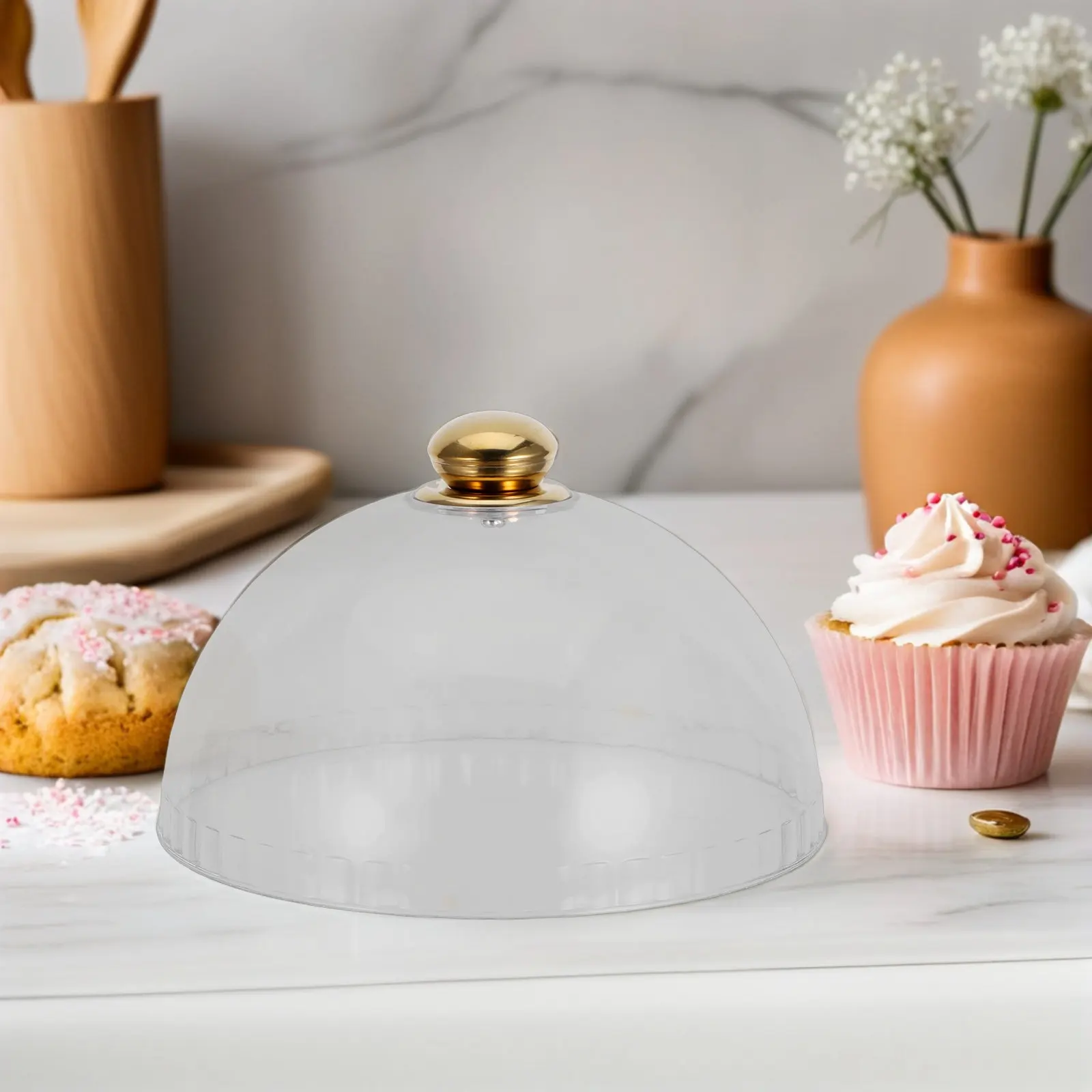Clear Transparent Cake Dome Cover 8.2 Inch Round Food Display Cloche for Dessert Pastry Cupcake Cheese Serving Party Wedding