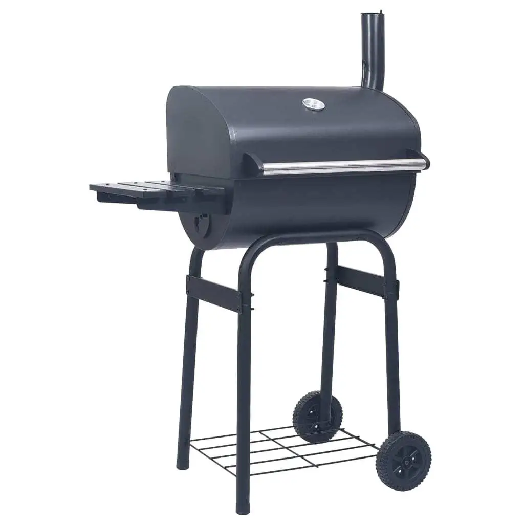 Portable Charcoal BBQ Grill Smoker with Bottom Shelf - Black Outdoor Cooking Equipment