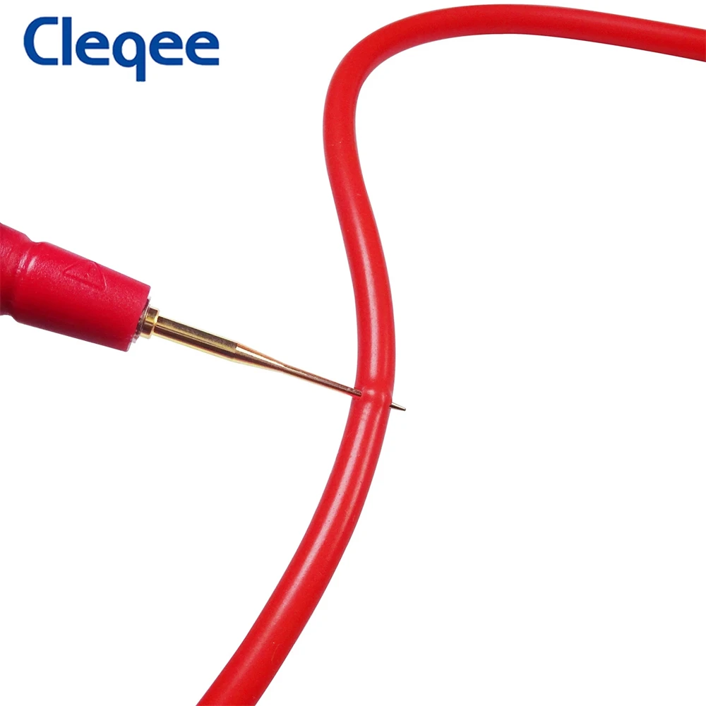 Cleqee-pluma de sonda de prueba P8003, multímetro con agujas afiladas chapadas en oro reemplazables de 1mm + pluma de prueba multiusos de aguja