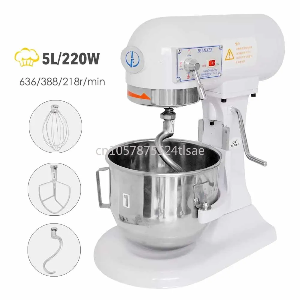 

5L Electric Stand Dough Maker Commercial Planetary Food Mixer Beater Spiral Bread Blender With Dough Hook Removable Bowl