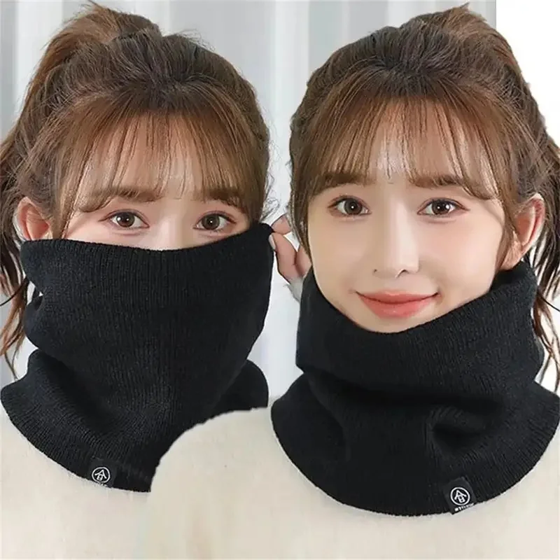 Fashion Women Knitted Scarf Solid Cashmer Like Winter Snood Scarves Lady Warm Wool Fur Thick Unisex Men Neck Scarfs Ring