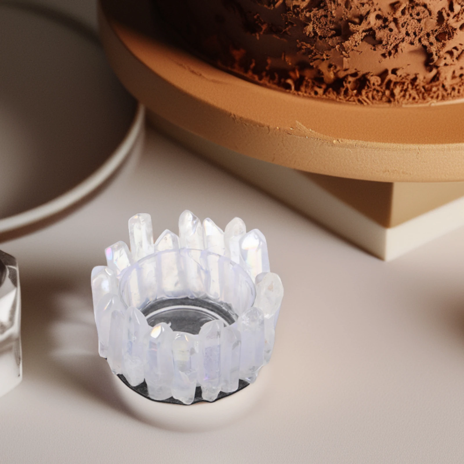 

White Crystal Candlestick Holders Quartz Crystal Points For Home Atmosphere Decoration Clear Candlestick Holders Handcrafted