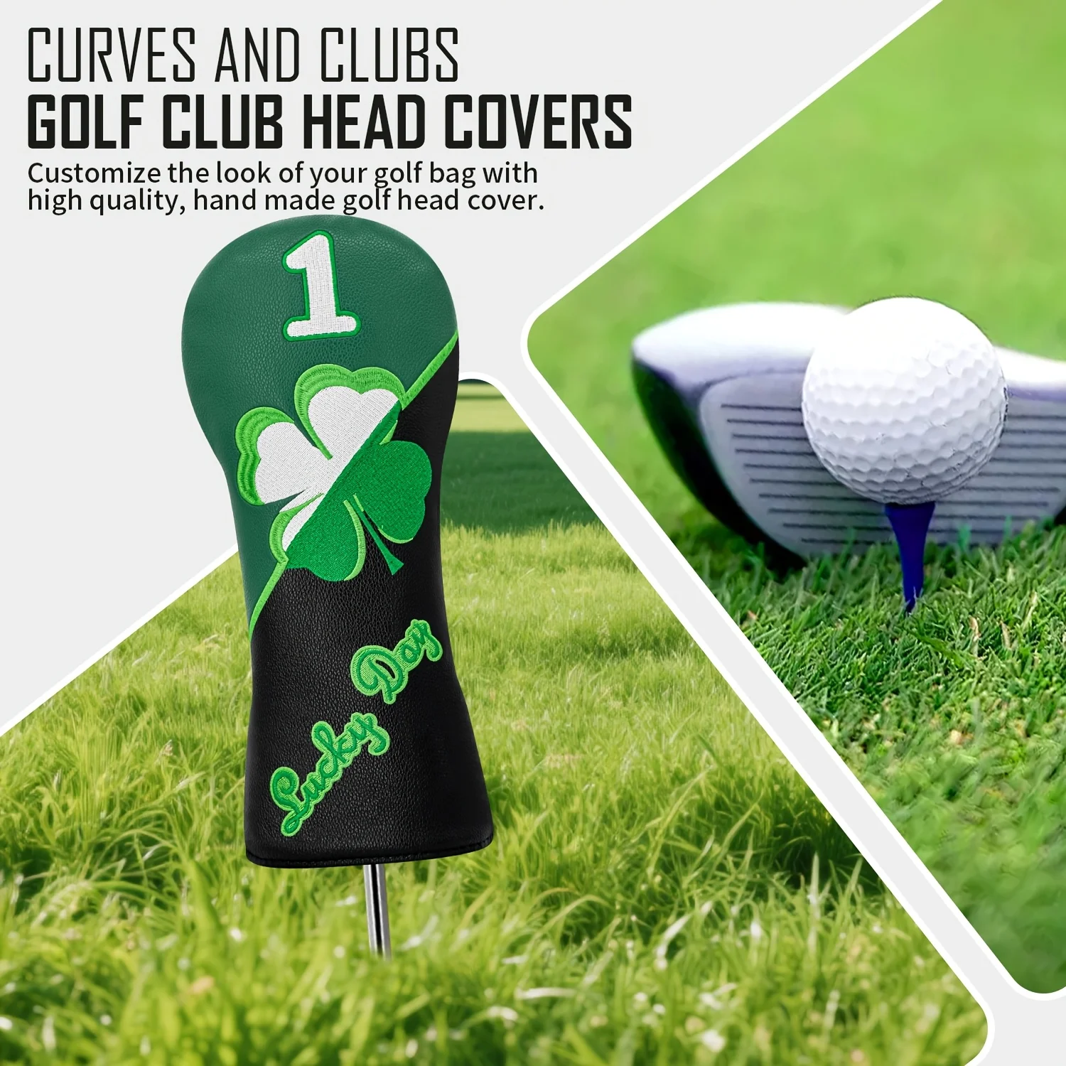 1/4pcs Golf Headcovers - Floral Pattern Golfer Design Black Golf Club Head Covers, Suitable for Drivers, Fairway Woods, Hybrids image 4