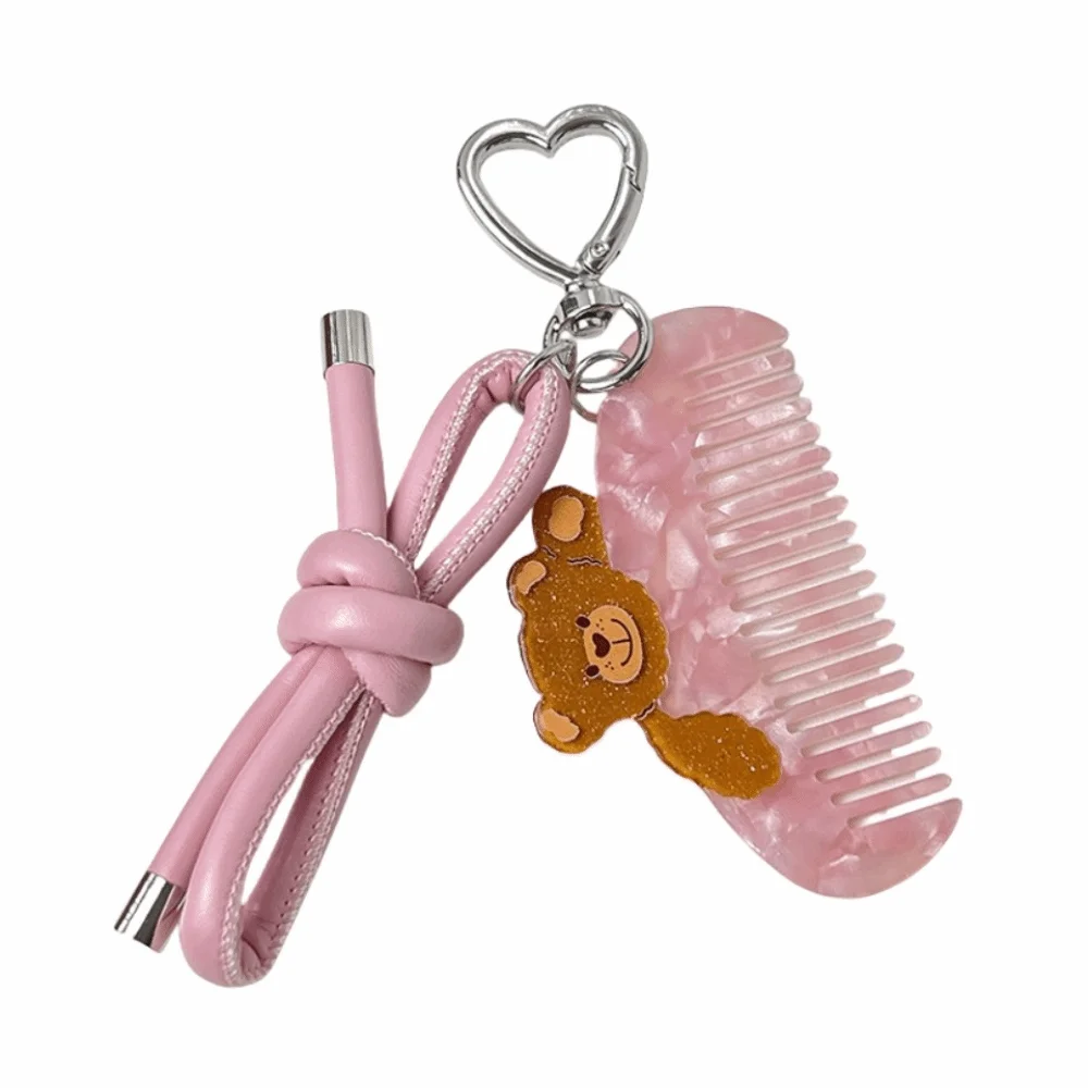 Hair Accessories with Keychain Acetate Comb Pendant Cartoon Bear Cat Makeup Comb Wide Toothed Animal Hairdressing Combs Women