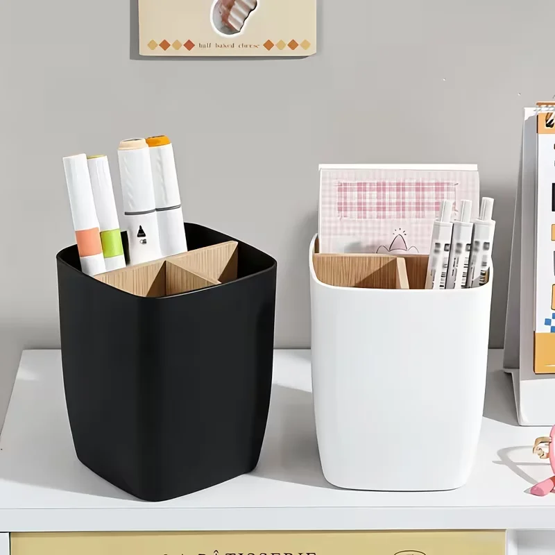 1Pc Personalized Custom Logo Text Pencil Storage Box - Divided Desktop Storage Box, Office Organizer with Pen Holder, Bathroom Cosmetics Storage Box, Living Room Miscellaneous Storage Rack, Bedroom Earring Hair Tie Jewelry Storage Box—Multifunctional Storage and Organization Box for Home Desktop and Drawer
