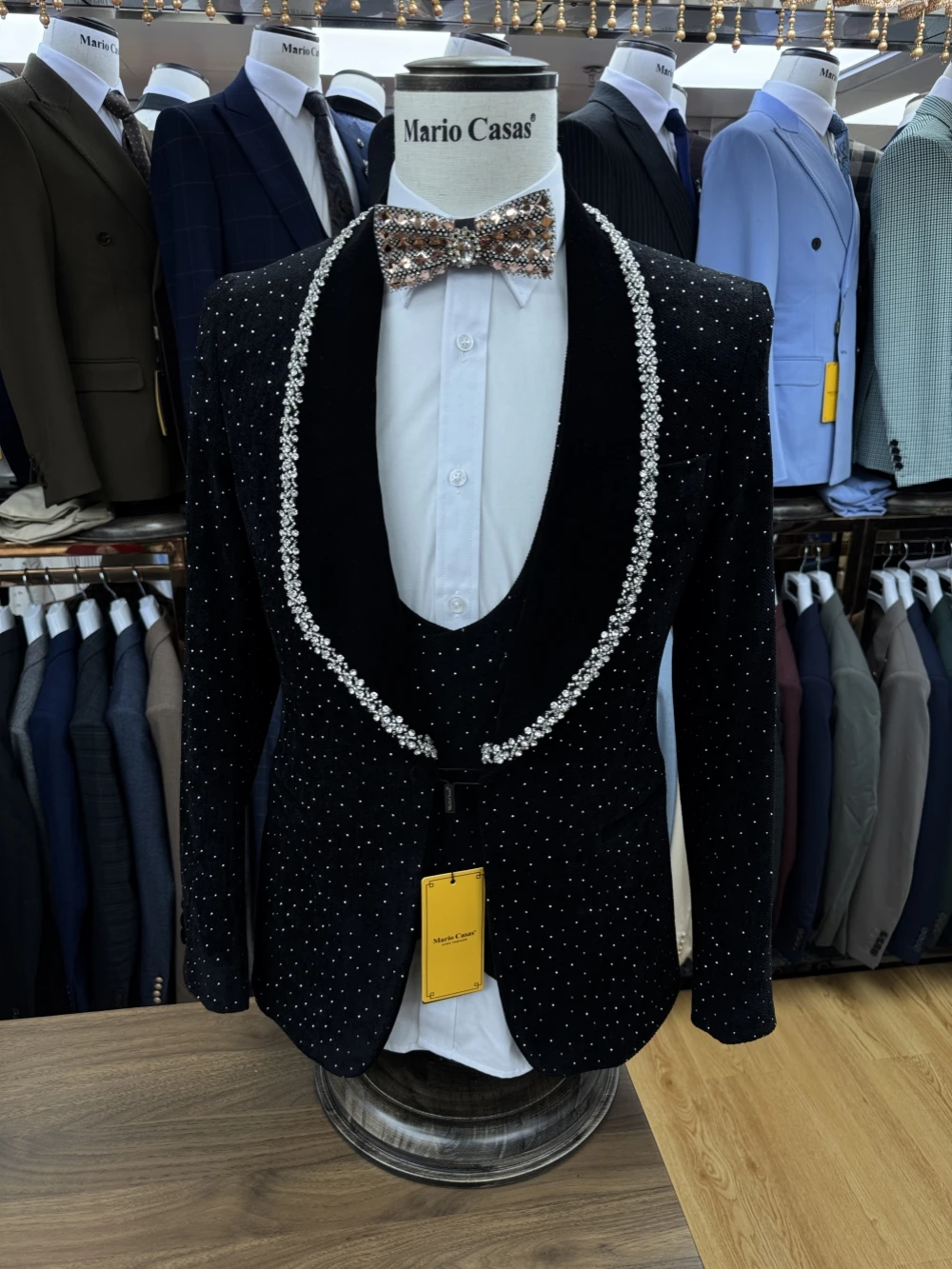 Luxurious Beaded Rhinestones Suit Set 3 Pieces For Men Wedding Groom Tuxedo New Customized Shawl Lapel Men's Suits Banquet Prom