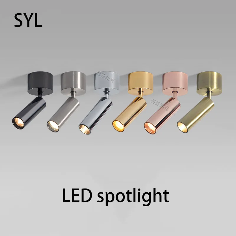 Led Spotlights Surface Mounted Small Spot Light Adjustable Angle Wall Wash Ceiling Lamp Silver Chrome Nickel Bronzz Golden Color