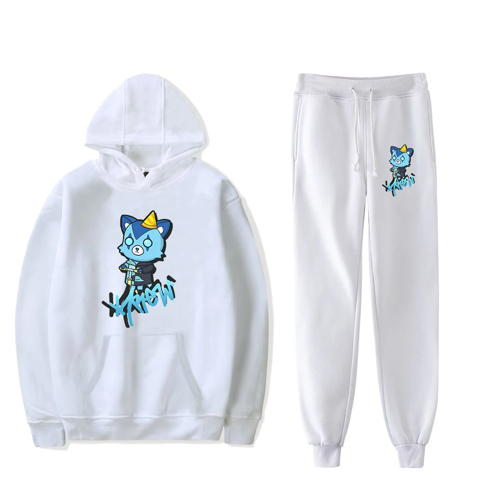 ItsFunneh Krew District Merch Hoodie Jogger Pants Two Piece Set Sweatshirts+Sweatpants Women Men's Set