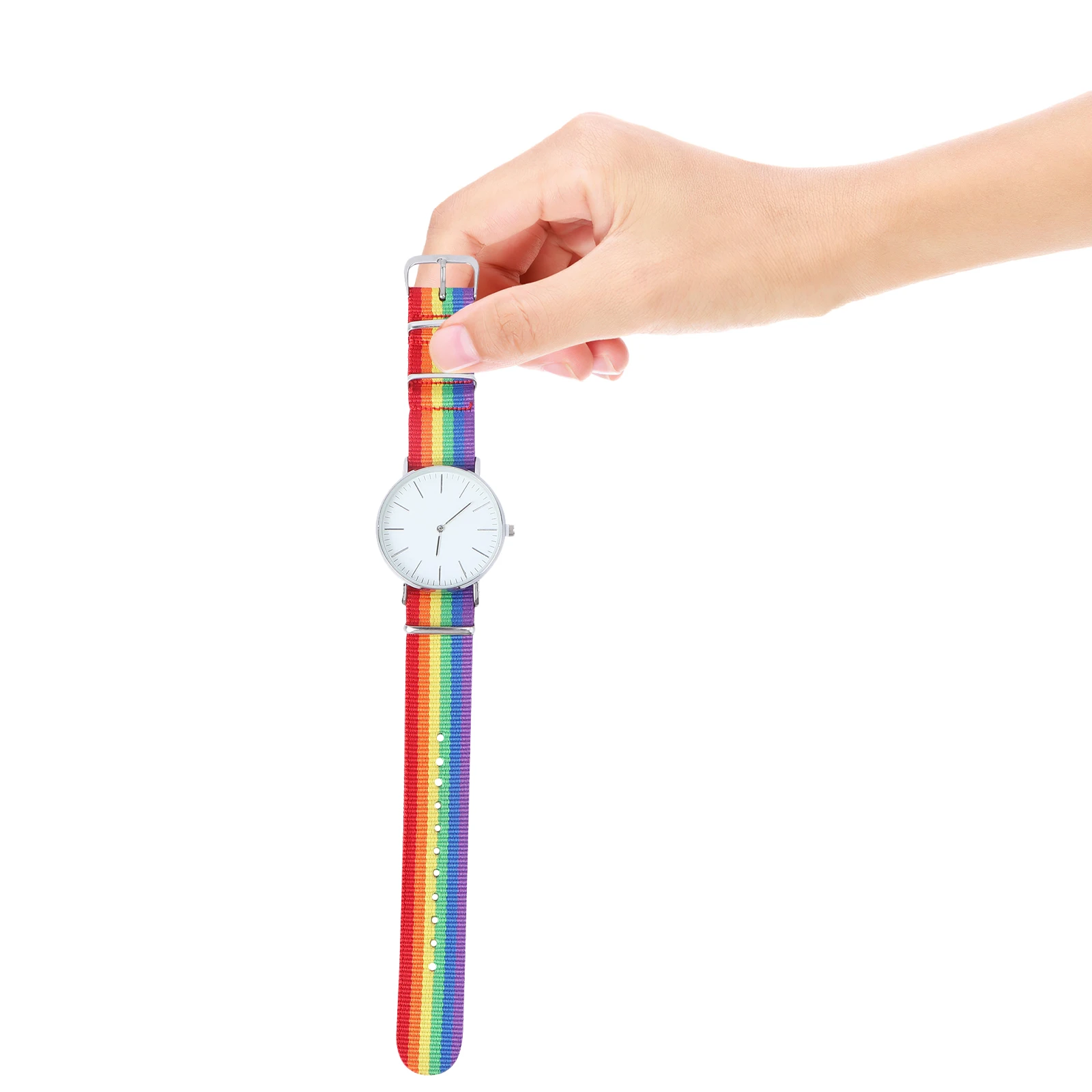 

Rainbow Designed Watch Rose Quartz Wrist Watch For Women Thin Elegant Timepiece Daily Wear Cute Bracelet