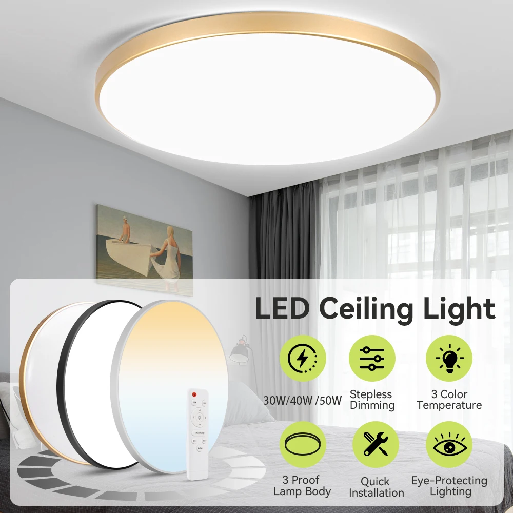 

Светодиодный потолочный светильник с дистанционным управлением, светодиодные светильники с регулируемой яркостью для комнаты, гостиной, потолочный светильник 220 В, светодиодная лампа, кухонное освещение